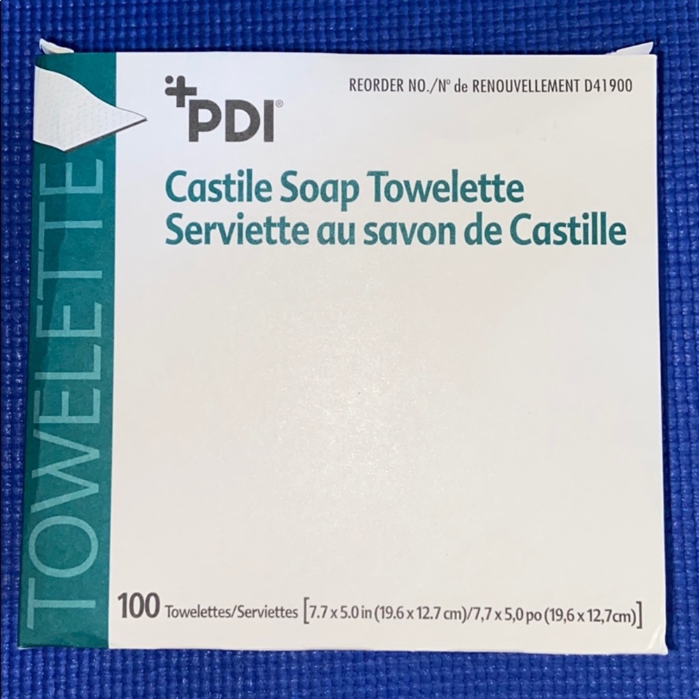 PDI Castile Soap Towelette 100 Pack Single Use